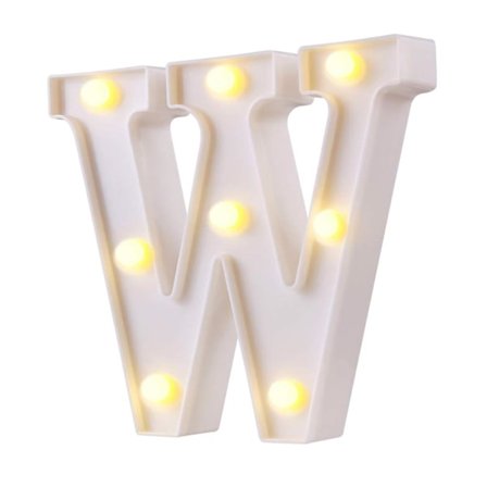LED-bokstavslampa med strömbrytare, vattentät, alfabetsbokstav, nattlampa för fest, klubb, bar, bokstav W