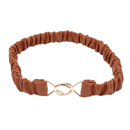 Complement 2,5 Cm Rynkigt Elastiskt Bälte I Imitationsläder Skärp Dam Brun S