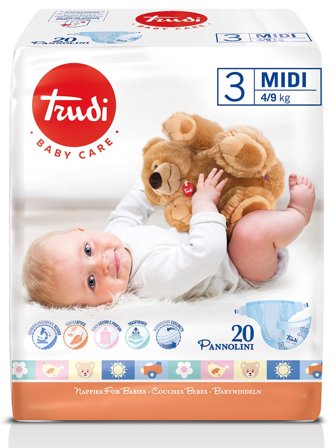 Trudi Baby Care Pannolini Bambini Midi 4/9kg 20 Pezzi