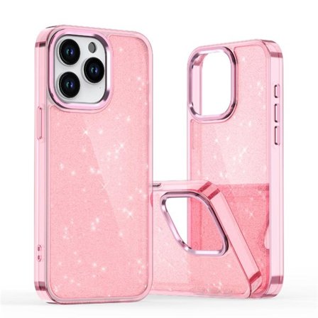 Glitteretui til iPhone 16 Pro - pink med glitter