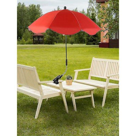 Bærbar strandparasol med UV-beskyttelse og universal klemme til stole, klapvogne, golfvogne og kørestole[qb]