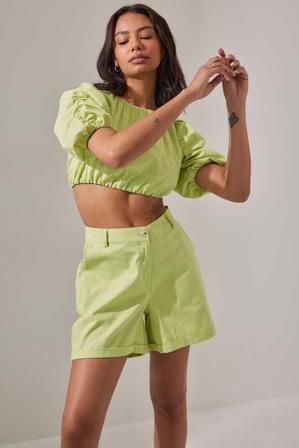 Handpicked x NA-KD Short en lin - Short taille haute - Vert - EU 32
