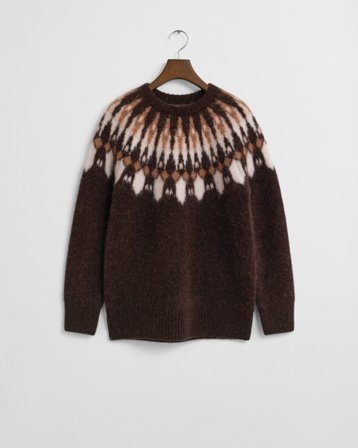 GANT Damen Fair Isle Rundhalspullover aus Alpakamischung (XL)