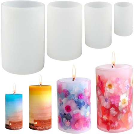 4-pak Lysforme til Støbning Cylinder Silikoneform Lysstøbning 3d Cylinder Støbeform Harpiks Støbeform Lys Silikoneform Harpiks