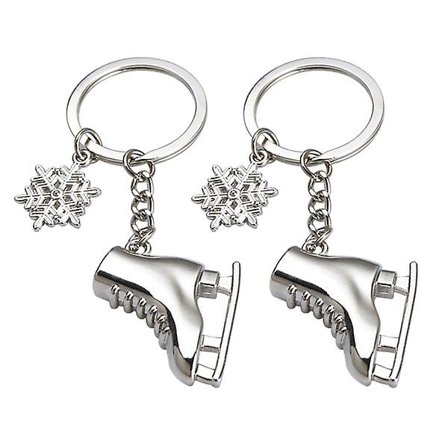 2 stk. Søde Vintersports Isskøjter Formet Nøgleringe Vedhæng