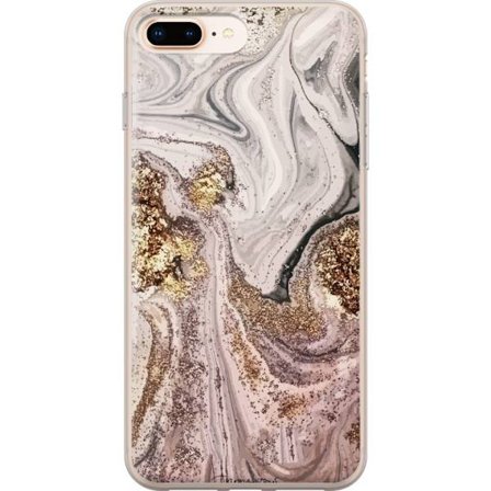 Kompatibelt Mobildeksel til Apple iPhone 8 Plus Beige guldmarmor luksuriøs design med myke linjer og metallisk glans inspirert av elegant interiørstil