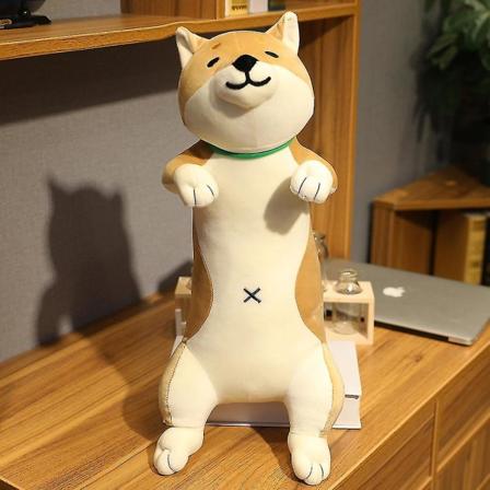 1 st Ins 60-120cm Söt Shiba Inu Hund & Katt Plyschleksaker Gosedjur Långa Djur Sov Pojkvän Kudde Docka Kontorskudde Barnpresenter dog brown 60cm