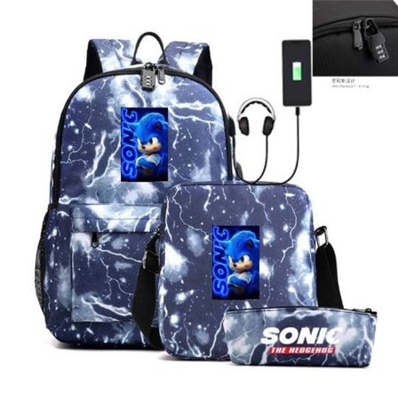 Sonic Ryggsäck Pennfodral Axelväskor Paket (3st)
