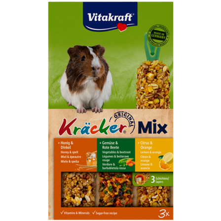 Vitakraft - Crackers Marsvin Honning/Frukt/Sitron 3-pk. - Smådyr - Godbiter og gnagestenger - Frøstenger og Kräcker - ZOO.no