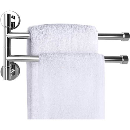 Väggmonterad Handdukshängare (2-arms) 180° Handdukshållare Handdukshängare Rostfritt Stål Handduksstång Krom