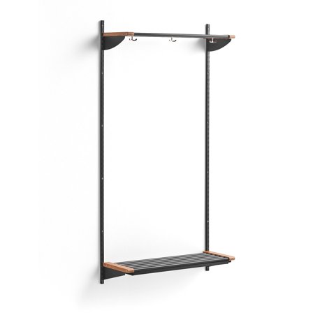 Wandgarderobenschrank JEPPE mit Hutablage, Grundelement, 1790x900x310 mm, Dunkelgrau/Eiche