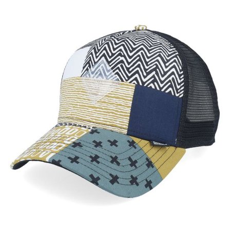 Djinns - Multi trucker Keps - Hft Cap Summerpattern Black/White/Khaki A-Frame Trucker @ Hatstore