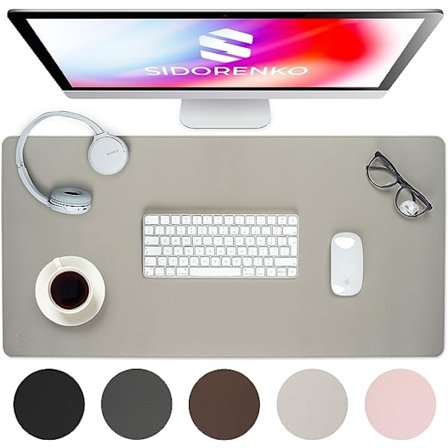 1 stk. PU-skriveunderlag 80x40cm - Lysegrå - Skriveunderlag med søm