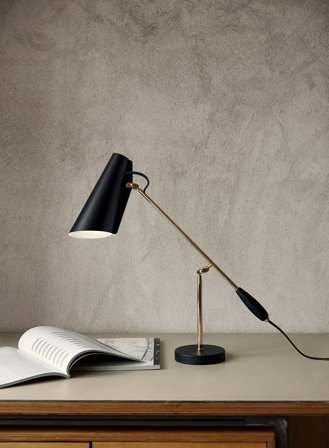 Birdy bordlampe H43 - sort/messing