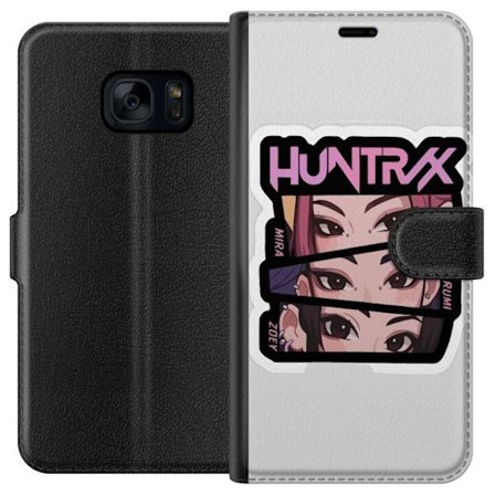 Yhteensopiva Lompakkokotelo Samsung Galaxy S7 K-pop-inspiroitunut futuristinen tyttöryhmä neonvaloissa ja kosminen sci-fi-kohtaus