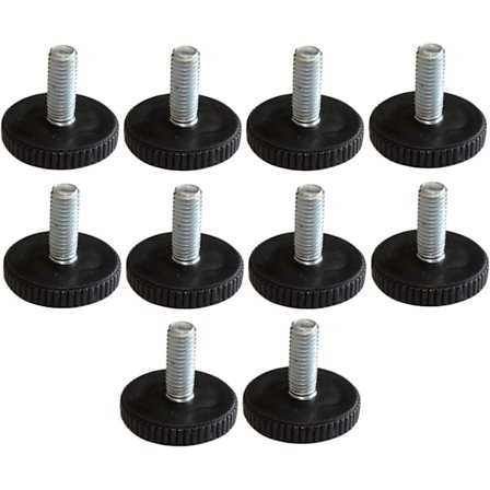 Sorte M8 justerbare møbelfødder til at skrue i Ø40 H23mm (10 stk.)
