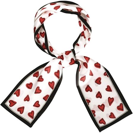 Silkeslena Smala Scarves Band Hjärttryck Långt Hårband Handväska Wrap Vit