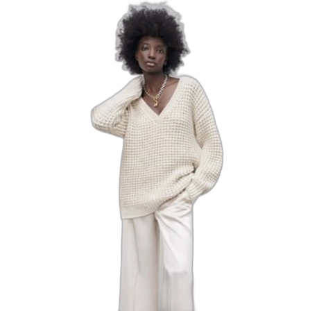 Stickad Tröja med V-ringning