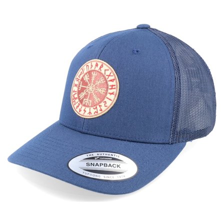Vikings - Blå trucker Caps - Vegvísir Rungalder Patch Navy Trucker @ Hatstore