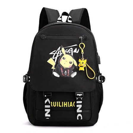Pokemon backpack with usb port luminous pattern pikachu backpack
