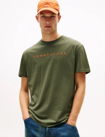 Tommy Jeans Tjm Reg Linear Logo Tee Ext - Khaki green - S
