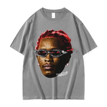 Räppäri Nuori Thug Thugger Punainen Vintage Graafinen T-paita Miesten Naisten Hip Hop Street T-paita Red M