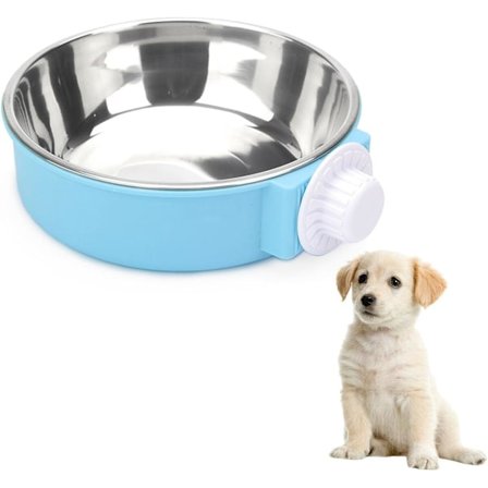 Hundeskåle, vandskål til bur, 2-i-1 hundebur hængeskåle aftagelige vandskåle til bur til hvalpe, katte og andre små dyr (blå)