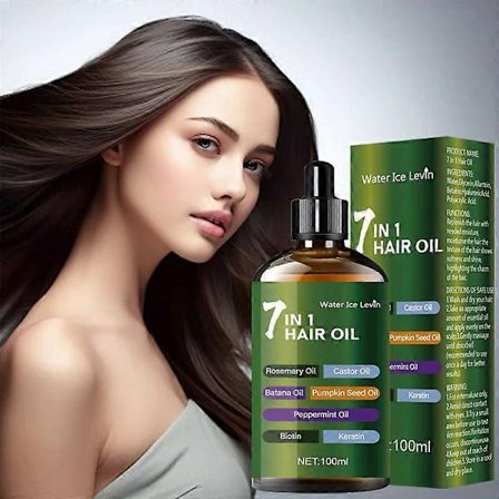 7-in-1 hiusöljy – Monitoiminen hiustenhoitoratkaisu luonnollisilla kasviuutteilla, kosteuttaa, korjaa ja vahvistaa kaikille hiustyypeille
