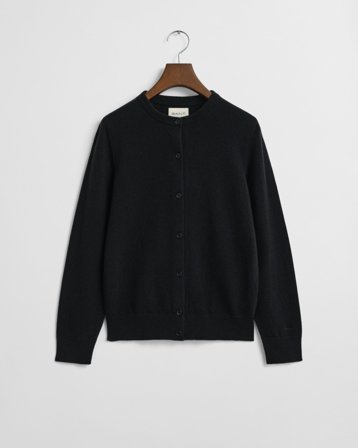 GANT Damen Superfine Lambswool Strickjacke (XL) Schwarz Grau