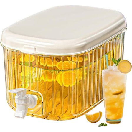 5,5L slank vannbeholder for kjøleskap med tappekran, kjøleskapskanne med lokk, vannbeholder med tappekran, drikkebeholder med tappekran, kald {ad}