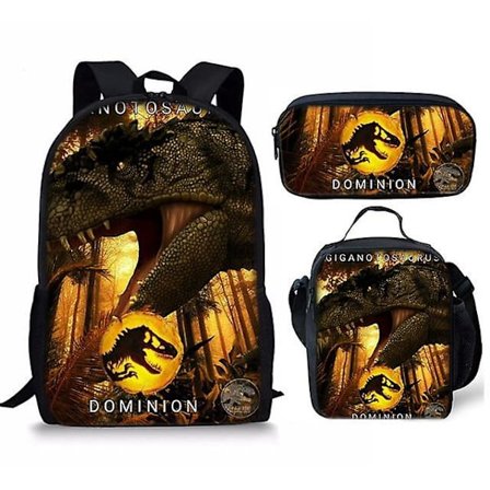 3 st/ set 16 tum Jurassic World Ryggsäck Kindergarten Bokväska Barn Start Skola Present Ryggsäck+lunchväska+pennväska