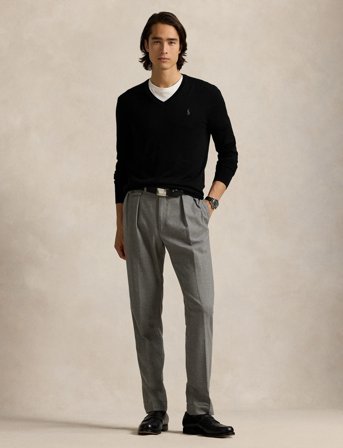 Polo Ralph Lauren Slim Fit Washable Wool V-Neck Sweater - Black - S