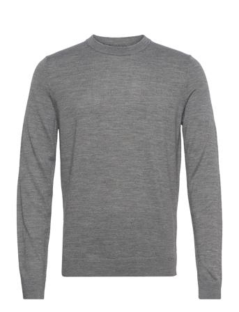 Slhtown Merino Coolmax Knit Crew B Neulepaita Pyöreä Kaula-aukko Harmaa Selected Homme