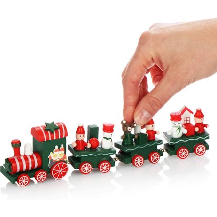 Juletog med tre trævogne - Dekorativ jul