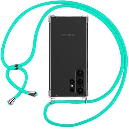 Cover til Samsung Galaxy S23 Ultra Protection Forstærket TPU stødsikker gennemsigtig med lanyard turkis Turkos