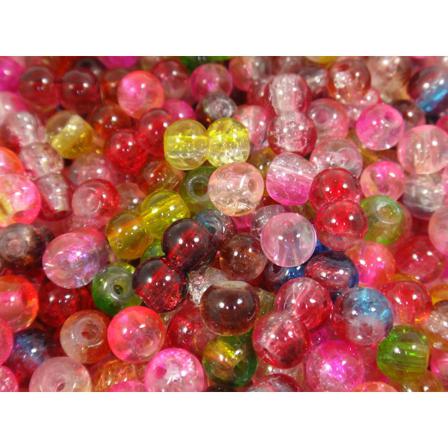 300st Crackle Glaspärlor 4mm- Blandade Färger Flerfärgad 4 Mm