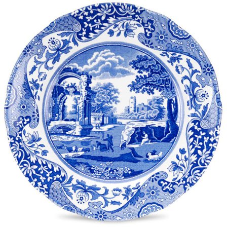 Spode Blue Italian Desserttallerken 20 cm' - 'Blå og hvit