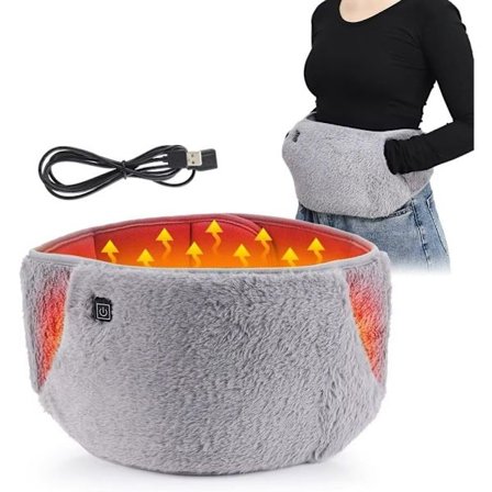 3-i-1 Varmebælte: Varmepude til at lindre ryg- og menstruationskramper + Bærbar håndvarmer, USB-drevet, 3-trins justerbar varmeindpakning til kvinder,