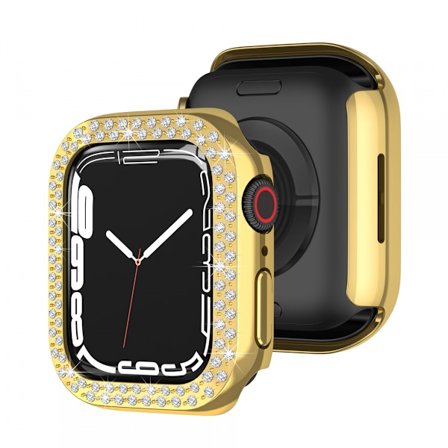 Lyxigt kristall strass stelt PC-ramfodral för Apple Watch Series 7 41 mm, Apple Watch Series 7 - All-Around Bumper Case (guld)