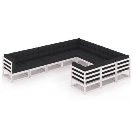 Vidaxl Loungegrupp Med Dynor 10 Delar Vit Massiv Furu Vit