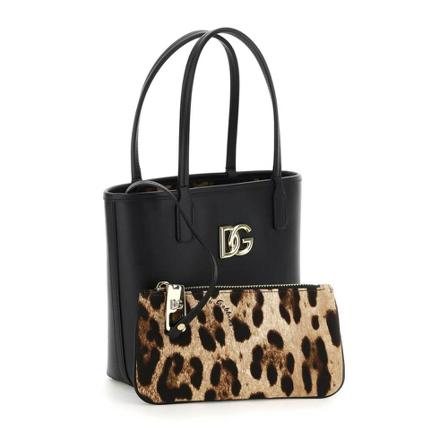 Dolce & Gabbana, Small shopping bag fefè Zwart, Dames, Maat:ONE Size,print