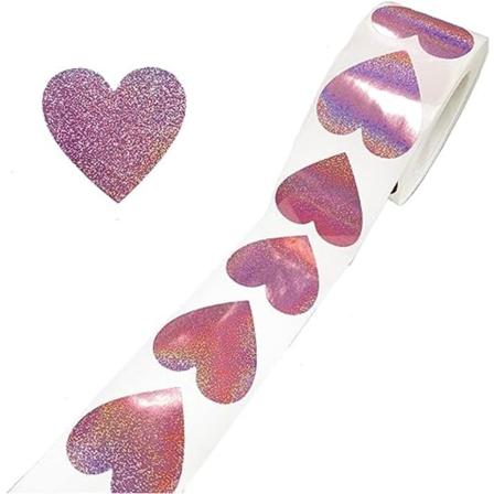 Pink Hjerte Stickers 1 tommer Valentinsdag Kærlighed Dekorative Etiketter Rulle Gave Sæt