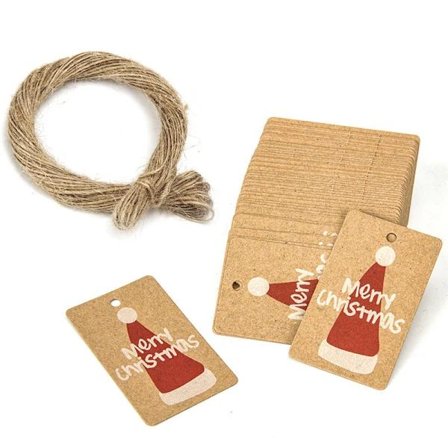 God Jul Gaveetiketter - 3x5CM Kraftpapir Gaveetiketter - Jul Brun Pr