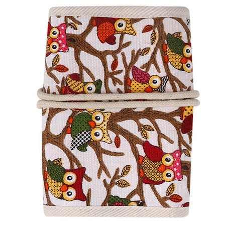 Stickningsnålsfodral Tom Virknålsförvaringsväska Stickningsnålsförvaring Dragkedjeväska Uggla