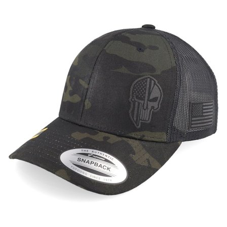 Army Head - Camo Trucker Cap - Army Skull Usa Multicam Black Trucker @ Hatstore