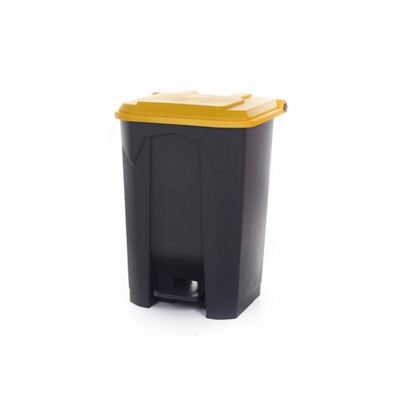 Pedal bin with coloured lid, 80 L, dark grey, yellow lid