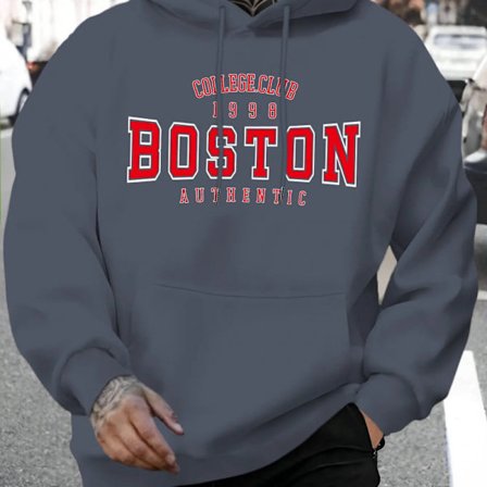 BOSTON Painettu Rento Huppari Unisex Pitkähihainen Collegepaita