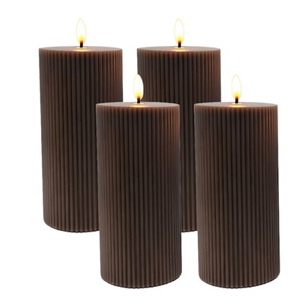 LED-lys sæt med 4, 18 cm, ægte voks, flimrende flamme