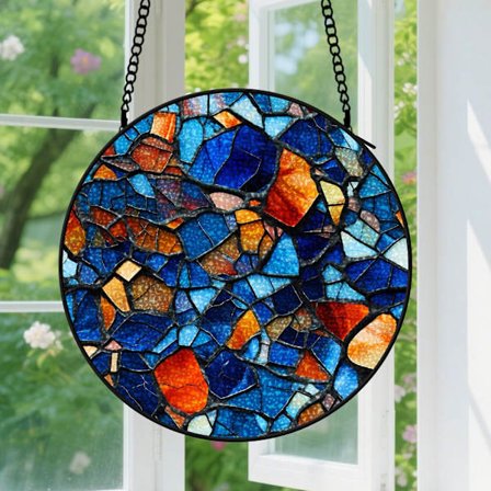 Abstrakti lasimosaiikki Pari Suncatchers - Ripustettava akryylikyltti herralle ja rouvalle, ihanteellinen lahja vuosipäiville, syntymäpäiville tai 