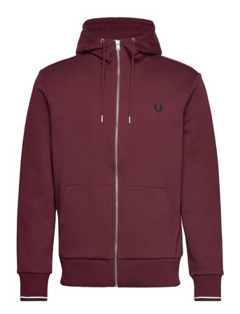 Hooded Zip Sweatshirt Hettegenser Genser Burgunder Fred Perry*Betinget Tilbud